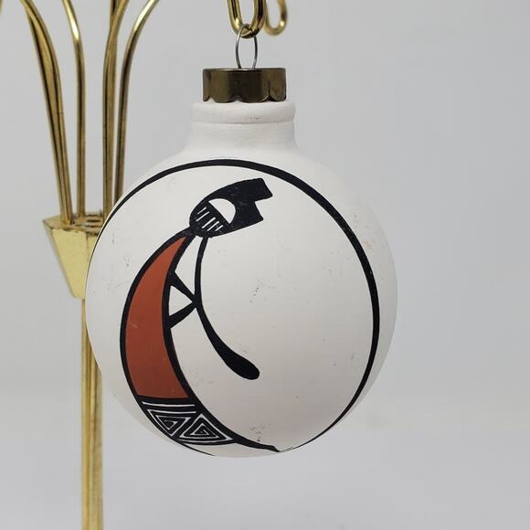 Acoma Hand Painted New Mexico Lizard and man Ceramic Ornament